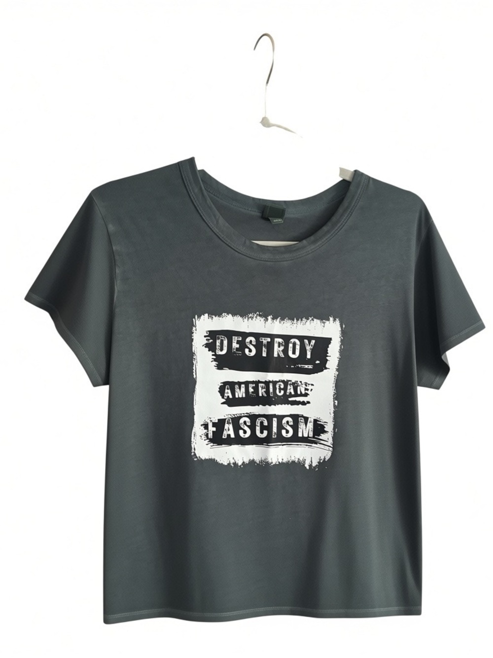 wild fable Charcoal Short Sleeve Tee with White Protest Graphic